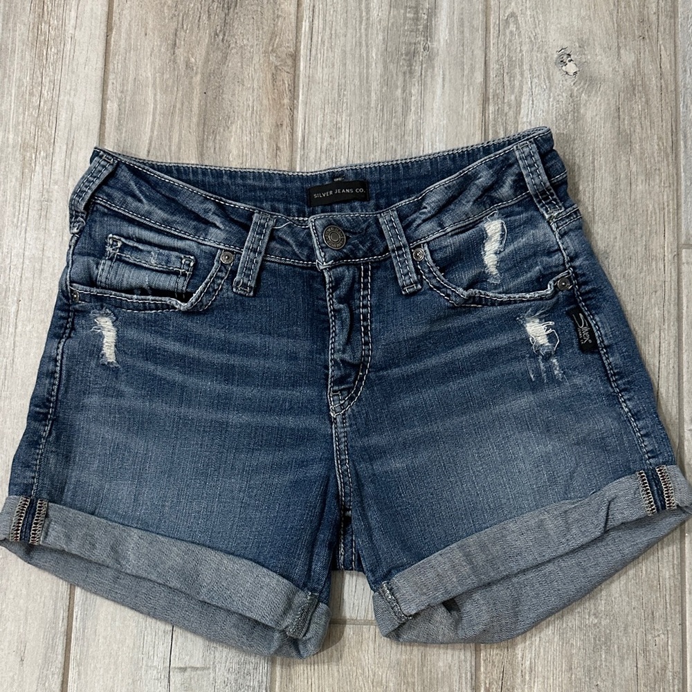 Silver Jeans Dark Blue Jean Shorts